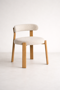 Comedor Japandi 6 Personas – Madera Natural + Tapizado Premiun