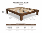 Base de Cama Rústica Nogal de Madera Sólida