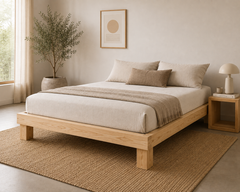 Base de Cama Rústica de Madera Sólida
