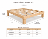 Base de Cama Rústica de Madera Sólida