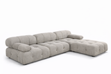Sala Modular Dallas 4 Piezas | Sofá con Chaise y Puff | Tapizado a Elegir