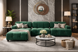 Sala Modular Dallas 4 Piezas | Sofá con Chaise y Puff | Tapizado a Elegir
