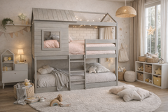 Litera CABAÑA Gris Vintage | Litera Infantil de Madera de Pino