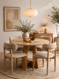Comedor Redondo Pátzcuaro de Madera de Pino con 4 Sillas de diseñador