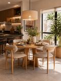 Comedor Redondo Pátzcuaro de Madera de Pino con 4 Sillas de diseñador