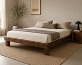 Base de Cama Rústica Nogal de Madera Sólida