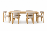 Comedor Japandi 6 Personas – Madera Natural + Tapizado Premiun