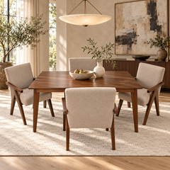 Comedor Vienna 4 sillones – Madera Tono Nogal y Sillones con Brazos