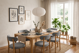 Comedor Japandi 6 Personas – Madera Natural + Tapizado Premiun