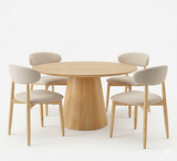 Comedor Redondo Pátzcuaro de Madera de Pino con 4 Sillas de diseñador