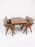 Comedor Vienna 4 sillones – Madera Tono Nogal y Sillones con Brazos