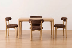 Comedor Japandi 4 Personas – Madera Natural + Tapizado Premiun