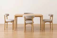 Comedor Japandi 4 Personas – Madera Natural + Tapizado Premiun