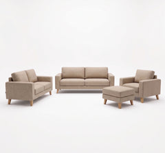🛋️ Sala Copenhague Modular – Set 4 Piezas (2 Love Seats + Sillón Individual + Taburete)