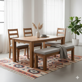 Comedor Mérida 6 Piezas - Madera Sólida de Pino y Tapizado Premium