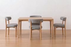 Comedor Japandi 4 Personas – Madera Natural + Tapizado Premiun