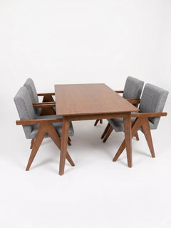 Comedor Vienna 4 sillones – Madera Tono Nogal y Sillones con Brazos