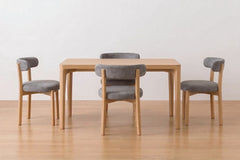 Comedor Japandi 4 Personas – Madera Natural + Tapizado Premiun