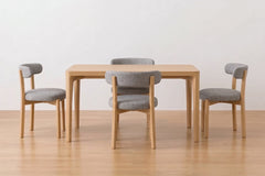 Comedor Japandi 4 Personas – Madera Natural + Tapizado Premiun