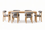 Comedor Japandi 6 Personas – Madera Natural + Tapizado Premiun