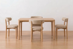 Comedor Japandi 4 Personas – Madera Natural + Tapizado Premiun