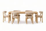 Comedor Japandi 6 Personas – Madera Natural + Tapizado Premiun