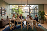 Comedor Japandi 6 Personas – Madera Natural + Tapizado Premiun