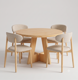 Comedor Redondo Pátzcuaro de Madera de Pino con 4 Sillas de diseñador
