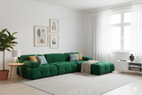 Sala Modular Dallas 4 Piezas | Sofá con Chaise y Puff | Tapizado a Elegir