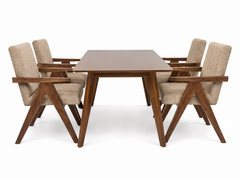 Comedor Vienna 4 sillones – Madera Tono Nogal y Sillones con Brazos