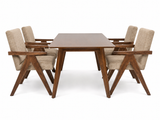 Comedor Vienna 4 Personas – Madera Tono Nogal y Sillones con Brazos