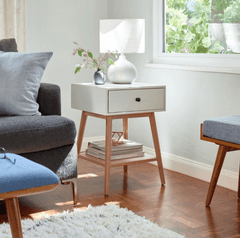 BURO PORTHOS BLANCO CON NOGAL - RematesMx mueblerias muebles